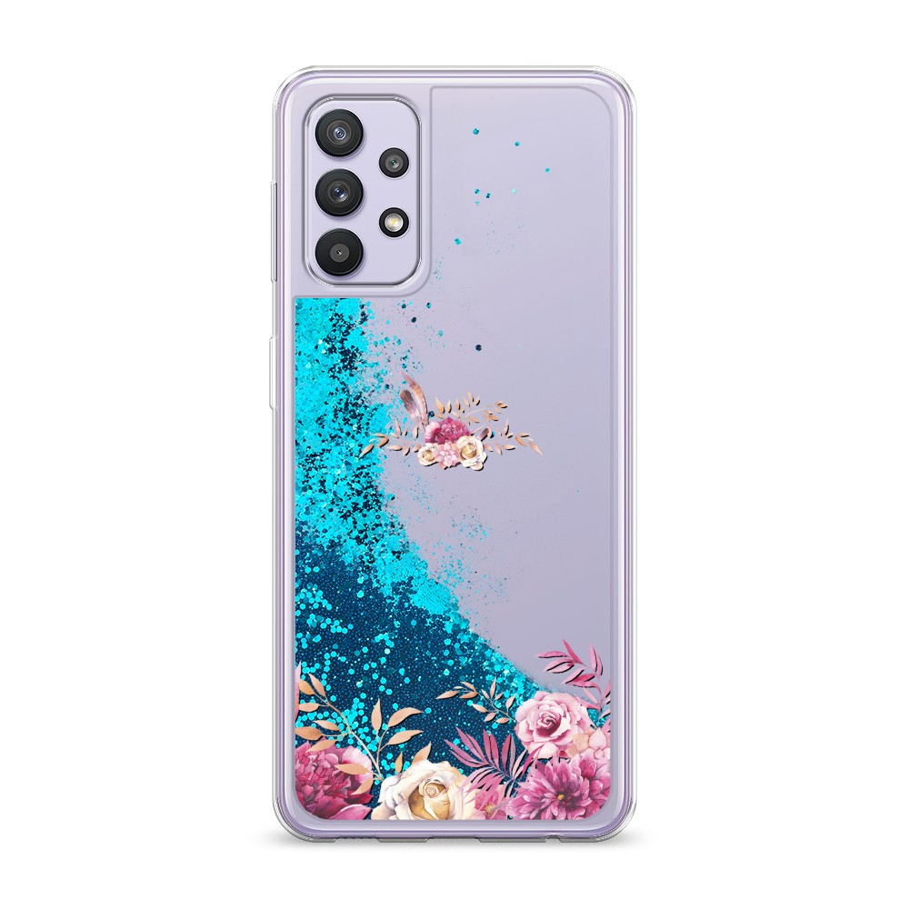 

Жидкий чехол с блестками "Нежные розовые цветы" на Samsung Galaxy A32, 2102093-1