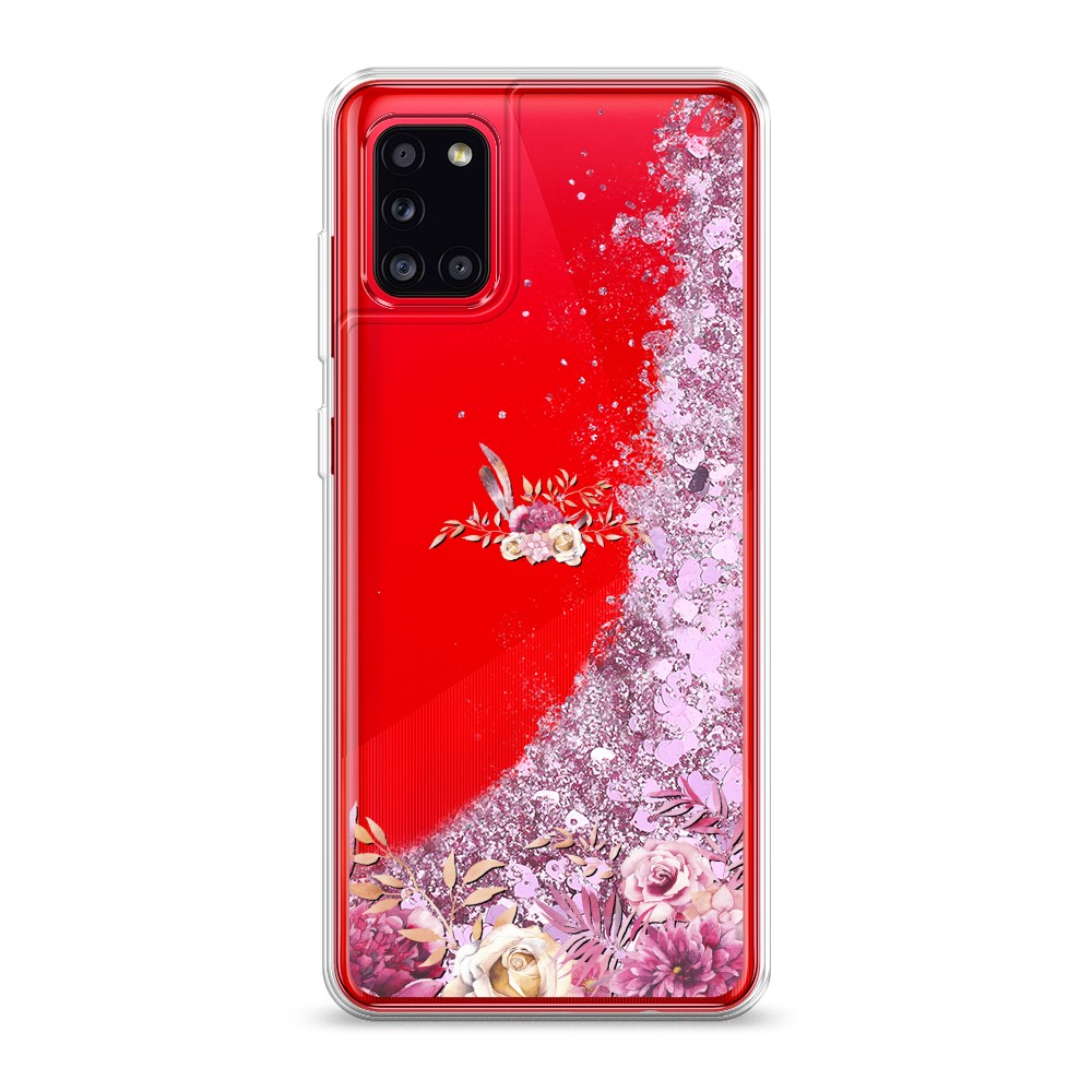 

Жидкий чехол с блестками "Нежные розовые цветы" на Samsung Galaxy A31