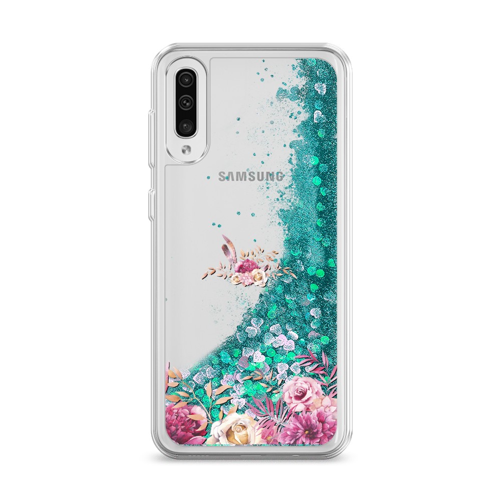 

Жидкий чехол с блестками "Нежные розовые цветы" на Samsung Galaxy A30s, 28895-1