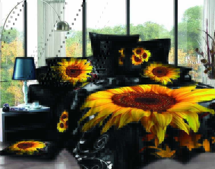 

Постельное бельё, Дуэт размер семейный. Волшебные Сны , наволочки 50х70 - 2шт., подсолнухначерном дуэт