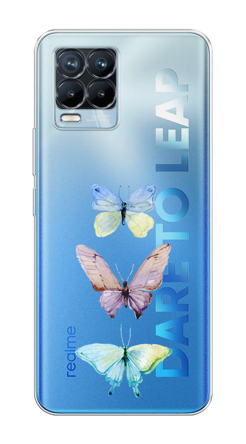 

Чехол на Oppo Realme 8/8 Pro "Акварельные бабочки", Бирюзовый;розовый, 255550-1