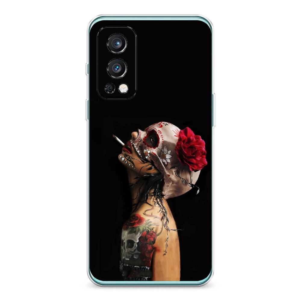 

Чехол Awog на OnePlus Nord 2 / ВанПлас Nord 2 "Девушка с черепом", Черный;красный;бежевый, 151750-9