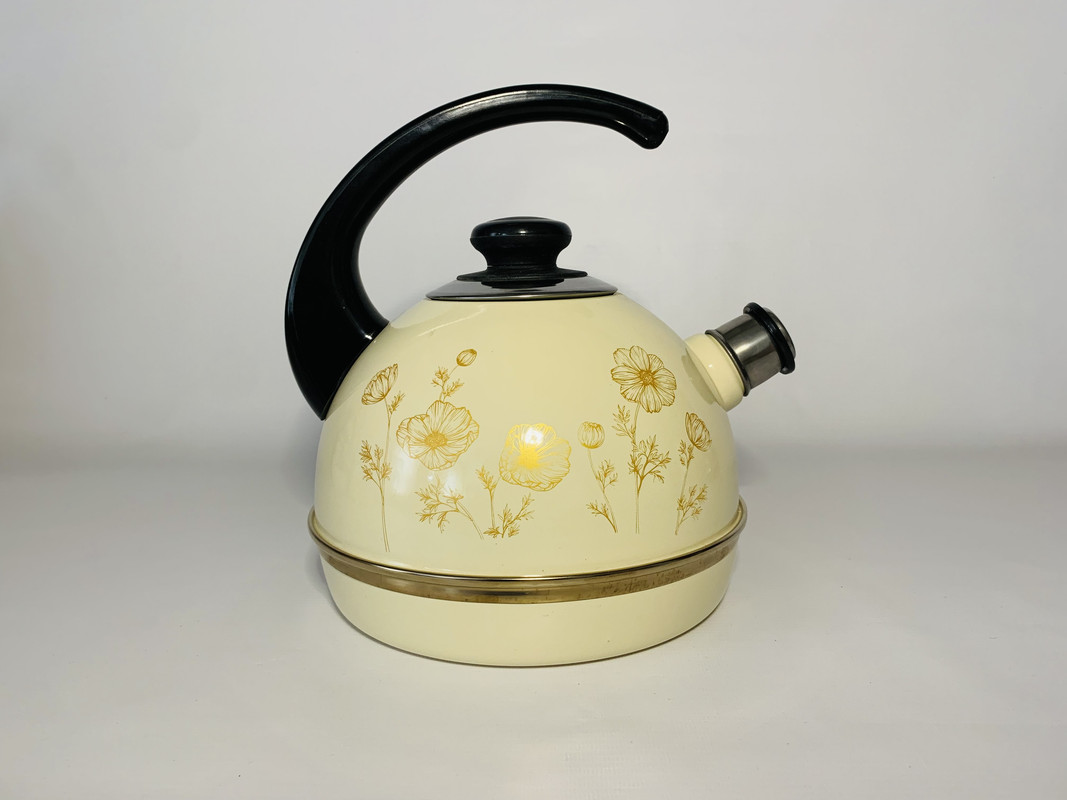 фото Чайник эмал 3,5л конс/руч слон кость золот космея сила дон