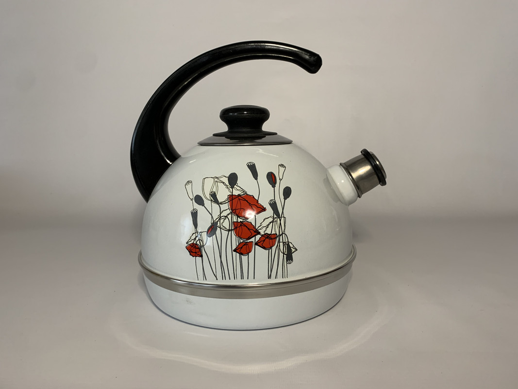 фото Чайник эмал 4,0л конс/руч белый полевые маки сила дон