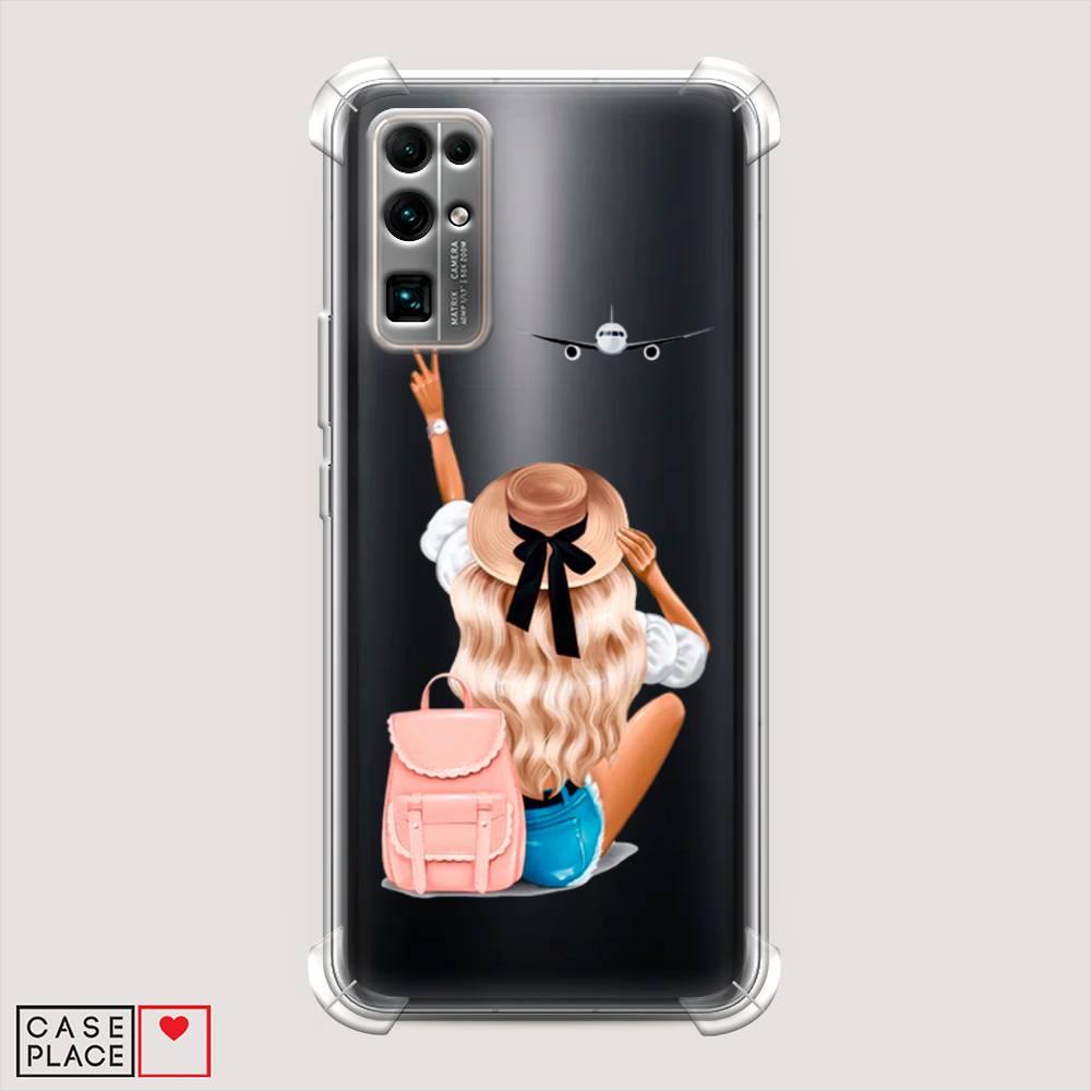 

Чехол Awog на Honor 30 "Автостопом самолетом", Бежевый;розовый;голубой, 612151-1