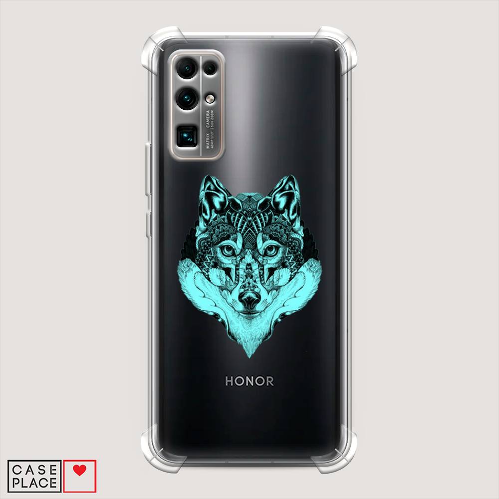 

Чехол Awog на Honor 30 "Бирюзовый волк", Голубой;черный, 612151-1