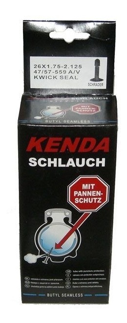 

Велокамера Kenda 26x1.75-2.125 с антипрокольным наполнителем, Черный