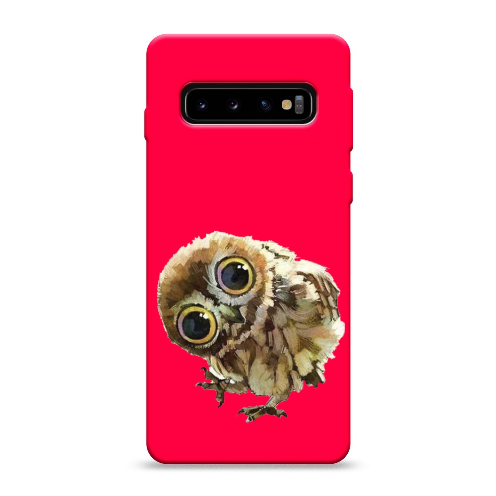 фото Матовый силиконовый чехол "любопытный совенок" на samsung galaxy s10 awog