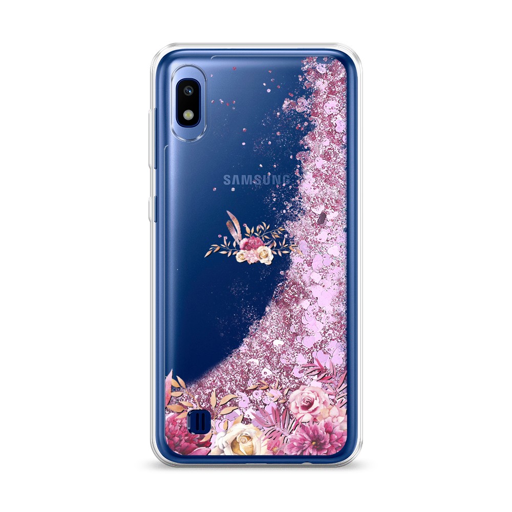 фото Жидкий чехол с блестками "нежные розовые цветы" на samsung galaxy a10 awog