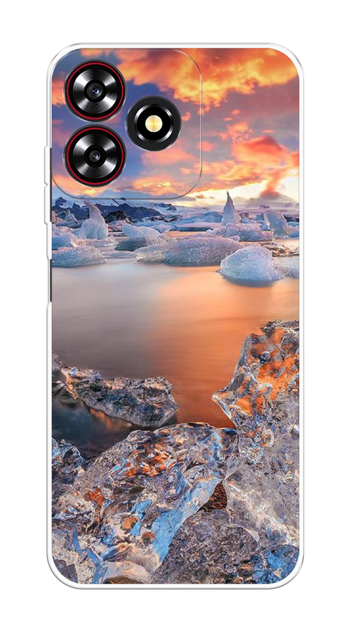 

Чехол на ZTE Blade A73 4G "Ледники", Синий;оранжевый, 136450-1