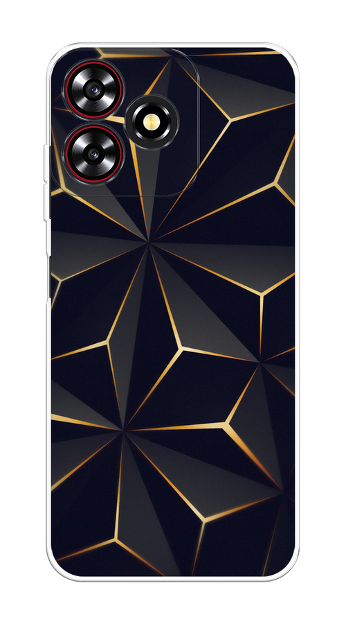 

Чехол на ZTE Blade A73 4G "Черные полигоны", Золотистый;черный, 136450-1