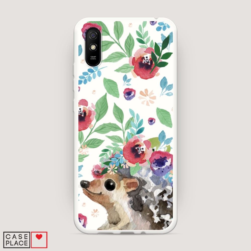 

Матовый силиконовый чехол "Ежик в цветах акварель" на Xiaomi Redmi 9A, 38957-1