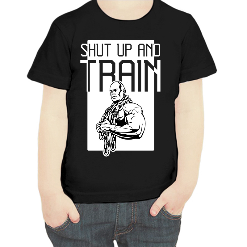 

Футболка мальчику черная 32 р-р shut up and train 2, Черный, fdm_shut_up_and_train