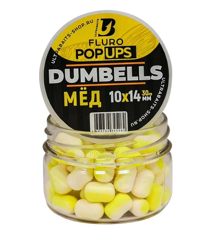 

Дамбелсы ULTRABAITS плавающие Fluoro Pop UP Мед 10x14 мм, 00-00022985
