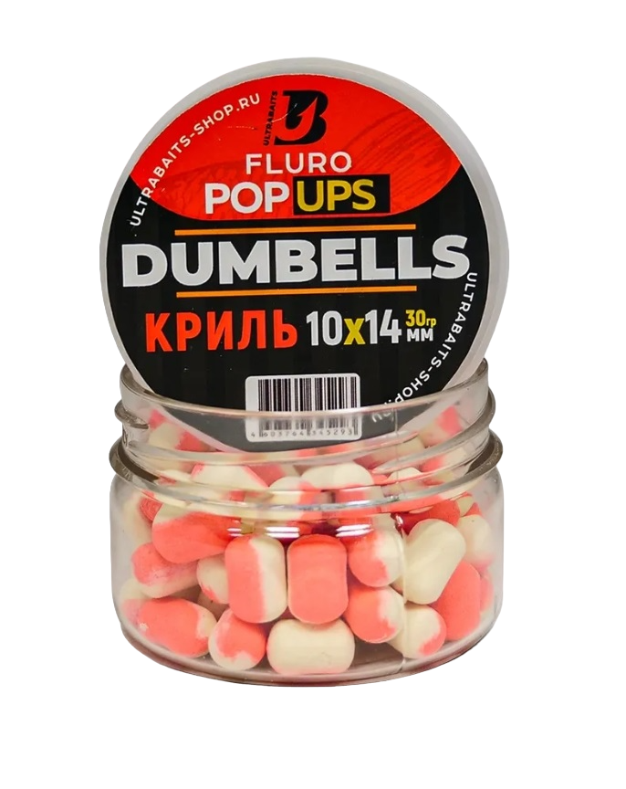 

Дамбелсы ULTRABAITS плавающие Fluoro Pop UP Криль 10x14 мм, 00-00022984