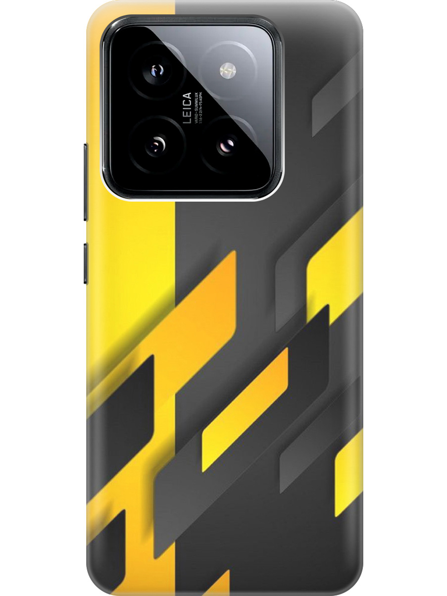 

Силиконовый чехол на Xiaomi 14 Pro с рисунком "Черно-желтая абстракция", Желтый;черный, 20012089