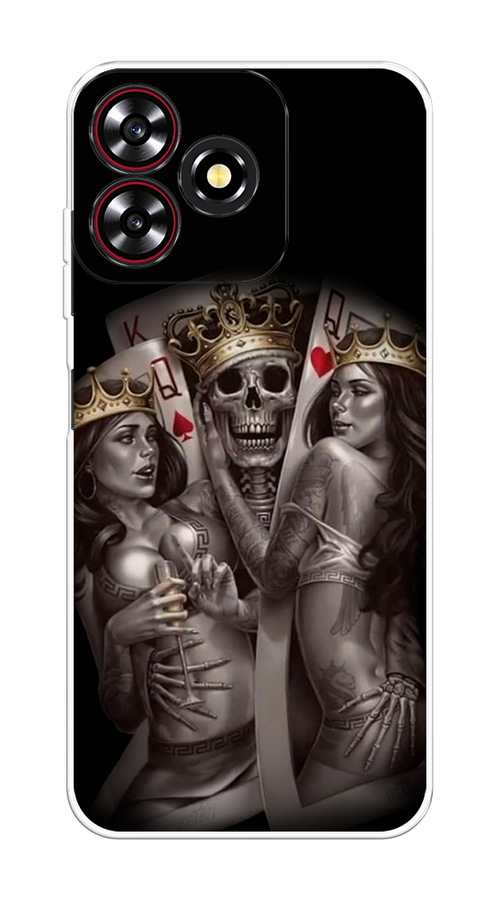 

Чехол на ZTE Blade A73 4G "Карты король и королевы", Серый;желтый, 136450-1