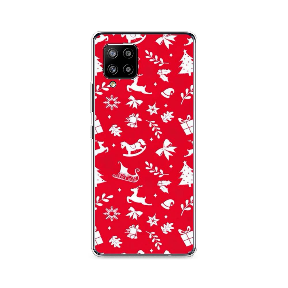 

Чехол на Samsung Galaxy A42 "Красный новогодний фон", Красный;белый, 2101750-5
