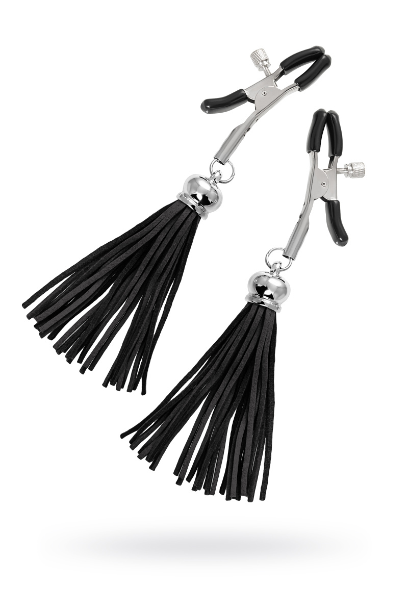 Зажимы на соски Pecado BDSM, Прищепки, с кисточками из замши, металл, черные