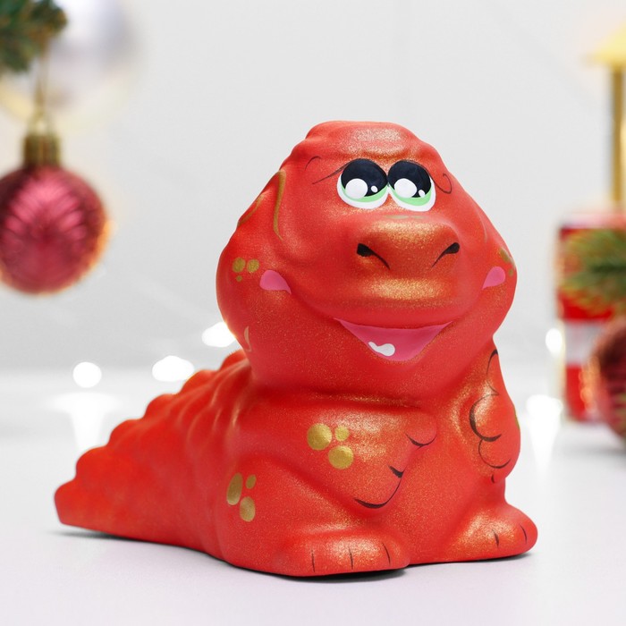 

Фигурка "Дракончик" 10х12см, красный с золотом