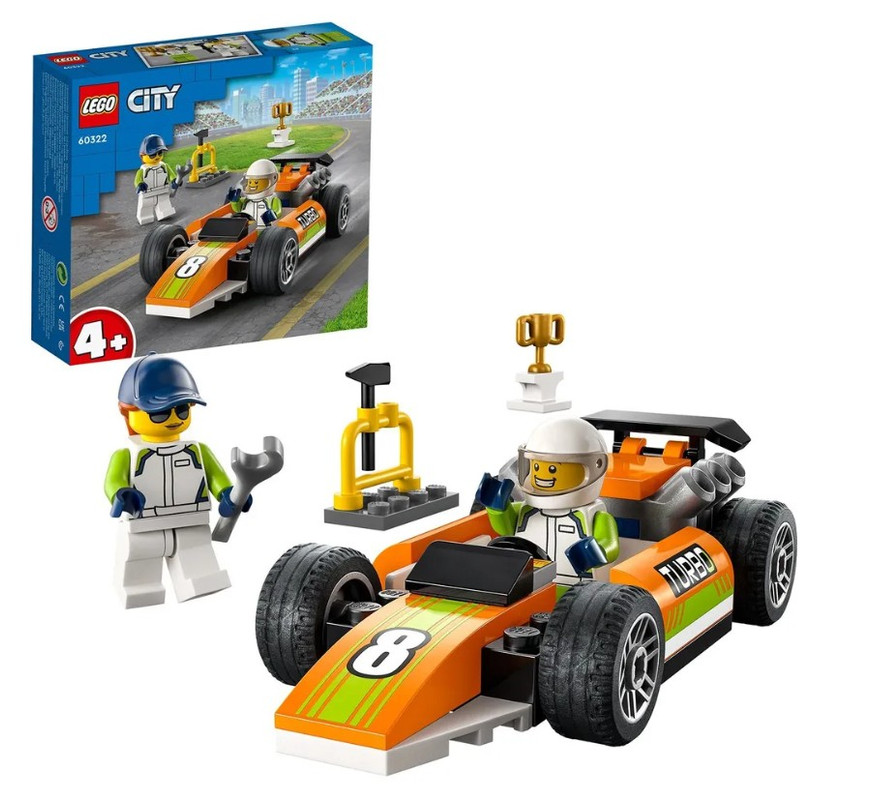 Конструктор LEGO City Great Vehicles 60322 Гоночный автомобиль мулле мек собирает автомобиль история в картинках