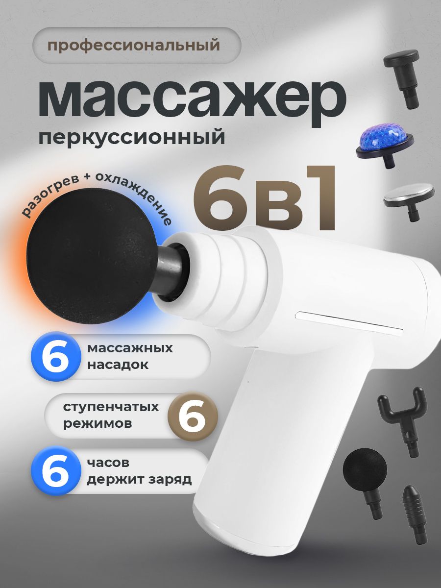 

Массажер перкуссионный Conflate 2577-100025 6 насадок, белый, 2577-100024