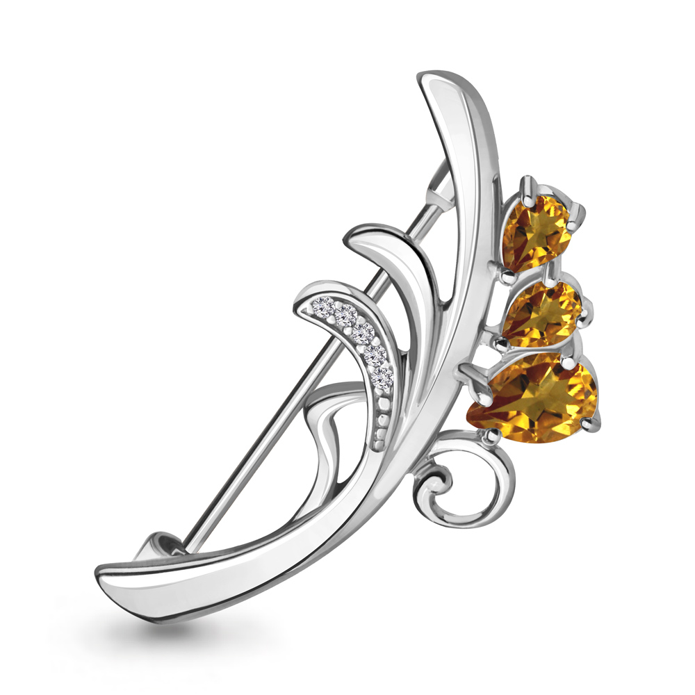 

Брошь из серебра с цитрином Aquamarine 7730706А_925_р, 7730706А_925_р