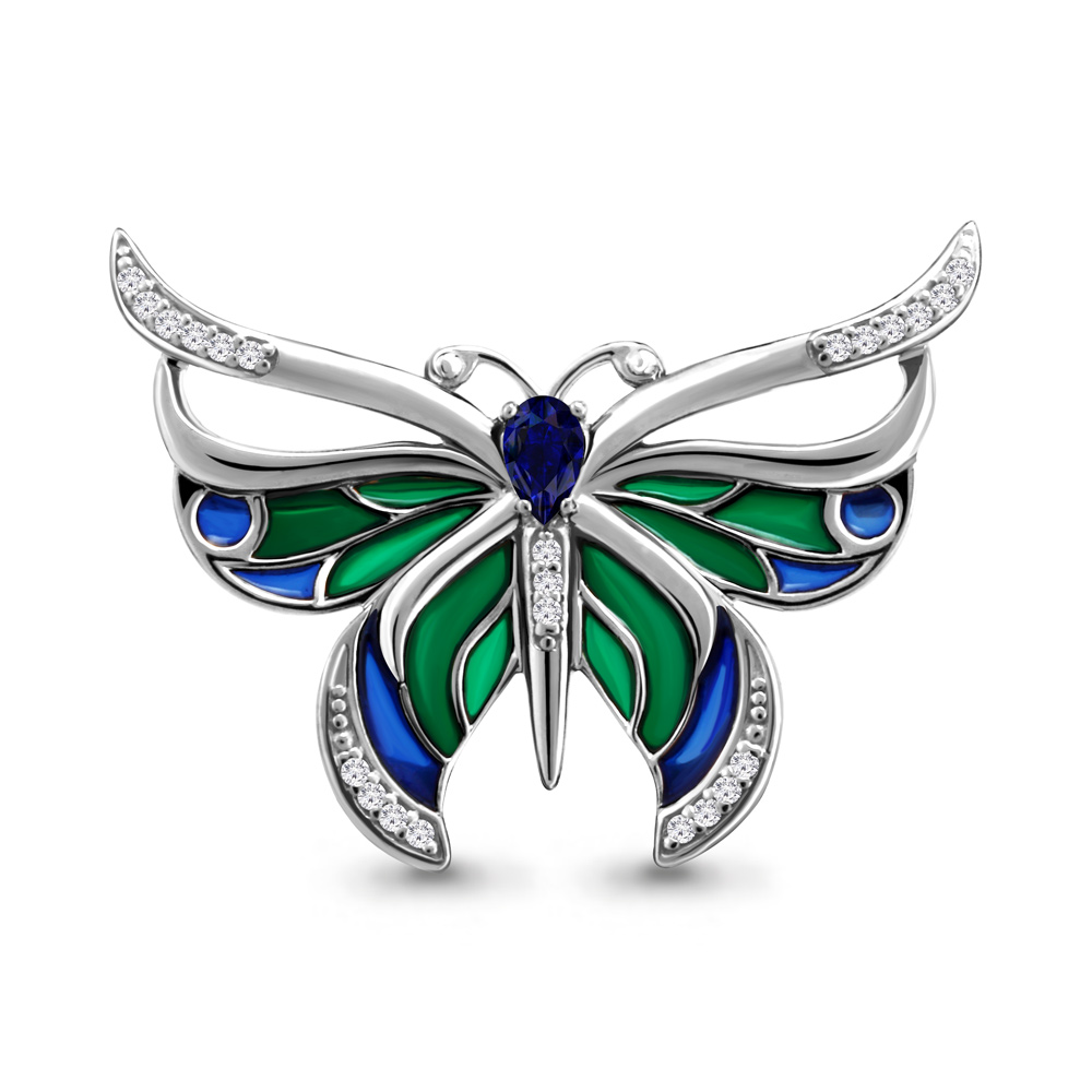 

Брошь из серебра с наносапфиром Aquamarine 77303Б_925_р, 77303Б_925_р