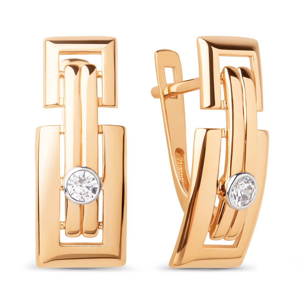 

Серьги из красного золота 585Gold 302007342, фианит, 302007342