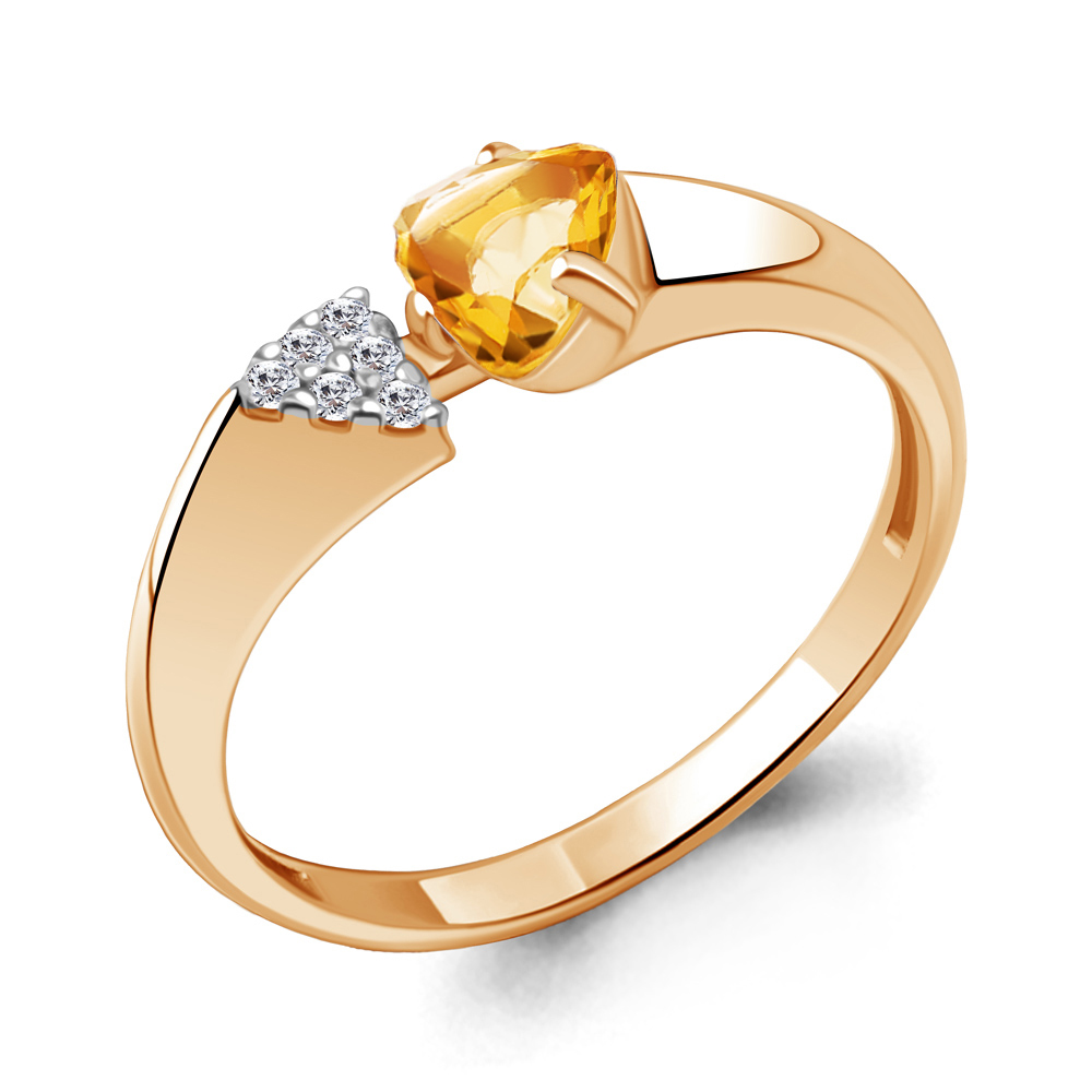

Кольцо из серебра с цитрином\фианитом Aquamarine Aquamarine 6961506А_925_з р, 6961506А_925_з