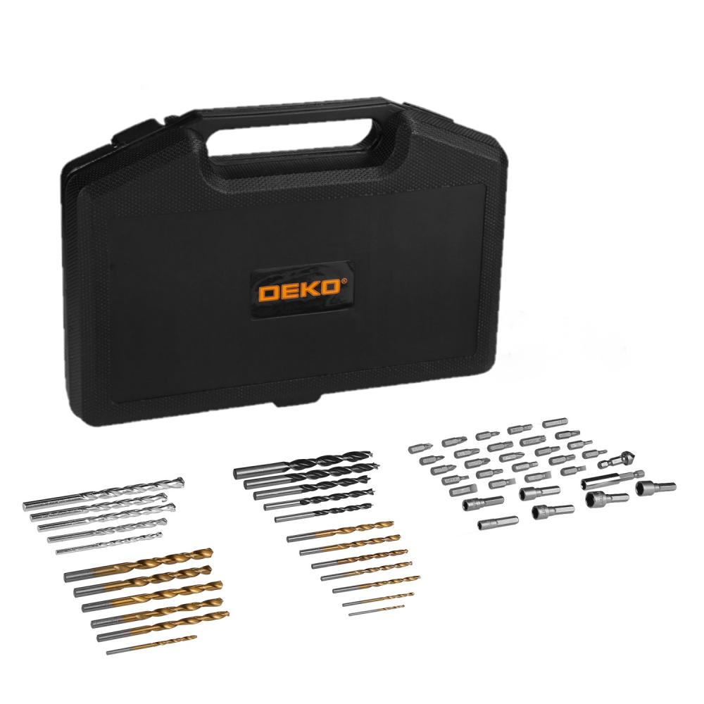 Универсальный набор оснастки и аксессуаров DEKO DKMT55 (55 предметов) в чемодане 065-0316 набор для нарезки резьбы hss g 40 предметов projahn 91009