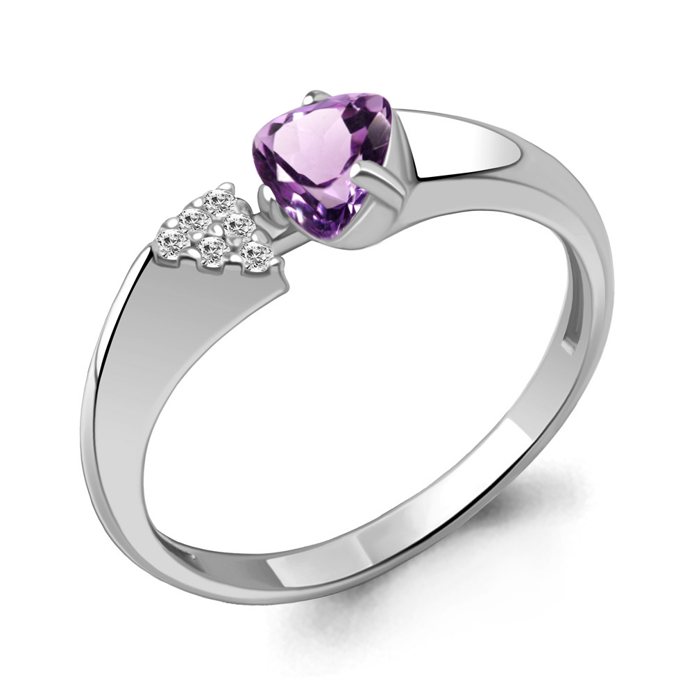 

Кольцо из серебра с аметистом\фианитом Aquamarine Aquamarine 6961504А_925_р р. 17, 6961504А_925_р