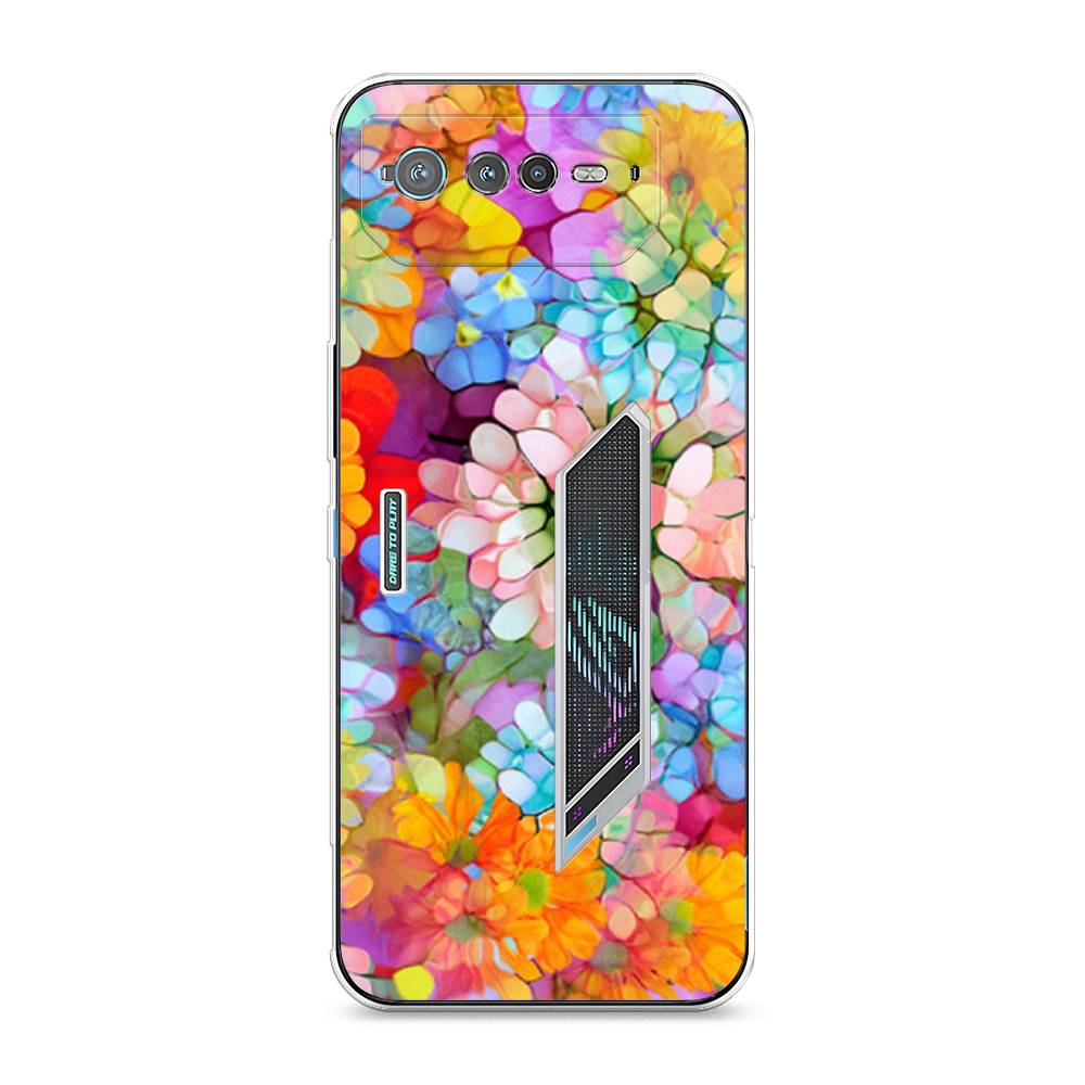 

Чехол для Asus ROG Phone 6 "Цветы витраж", Оранжевый;розовый;голубой, 44650-3