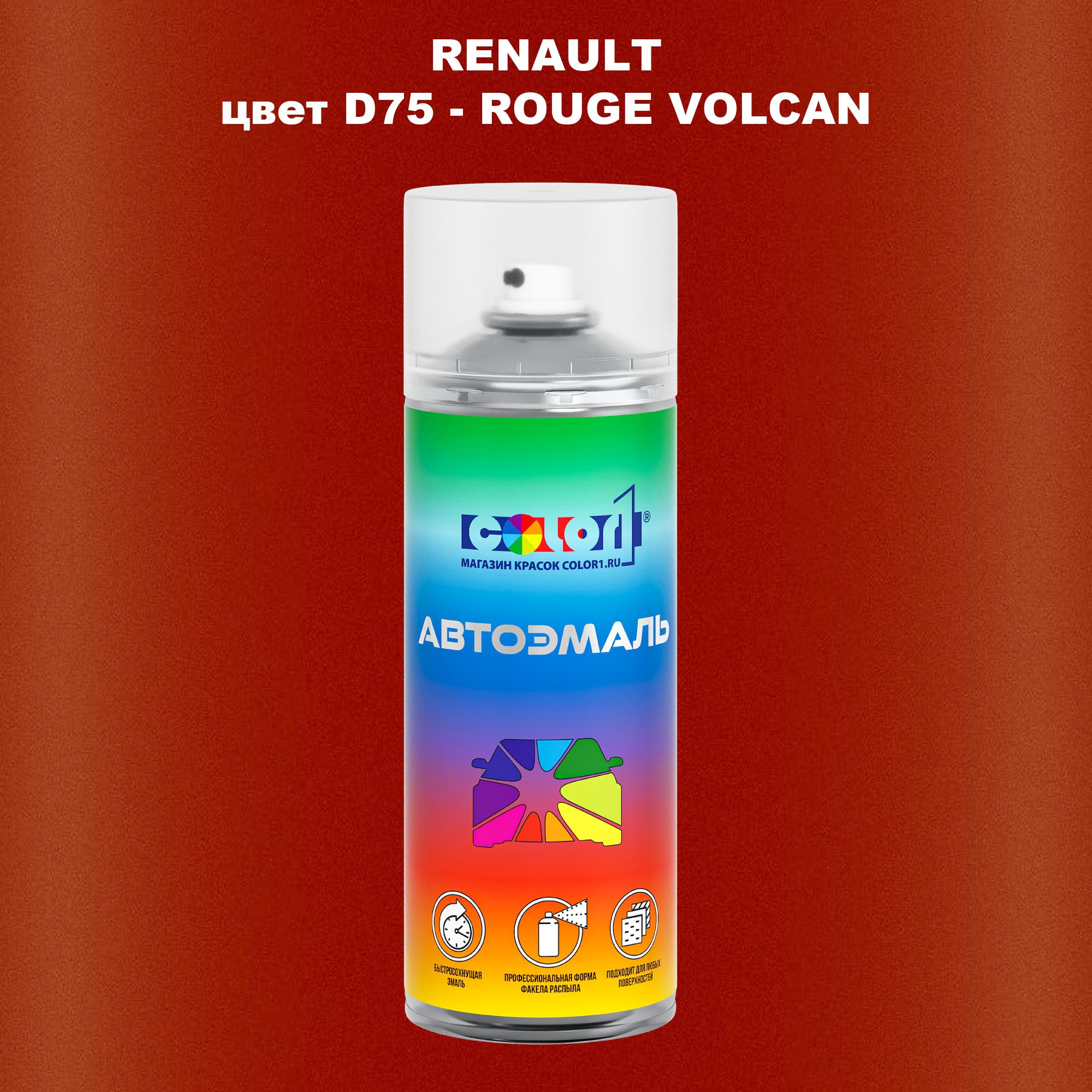

Аэрозольная краска COLOR1 для RENAULT, цвет D75 - ROUGE VOLCAN, Прозрачный