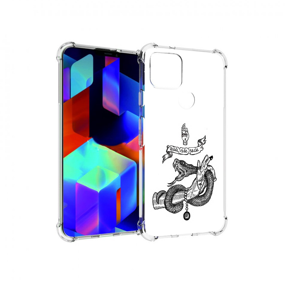 

Чехол MyPads Tocco для Google Pixel 5 змея на руке рисунок, Прозрачный, Tocco
