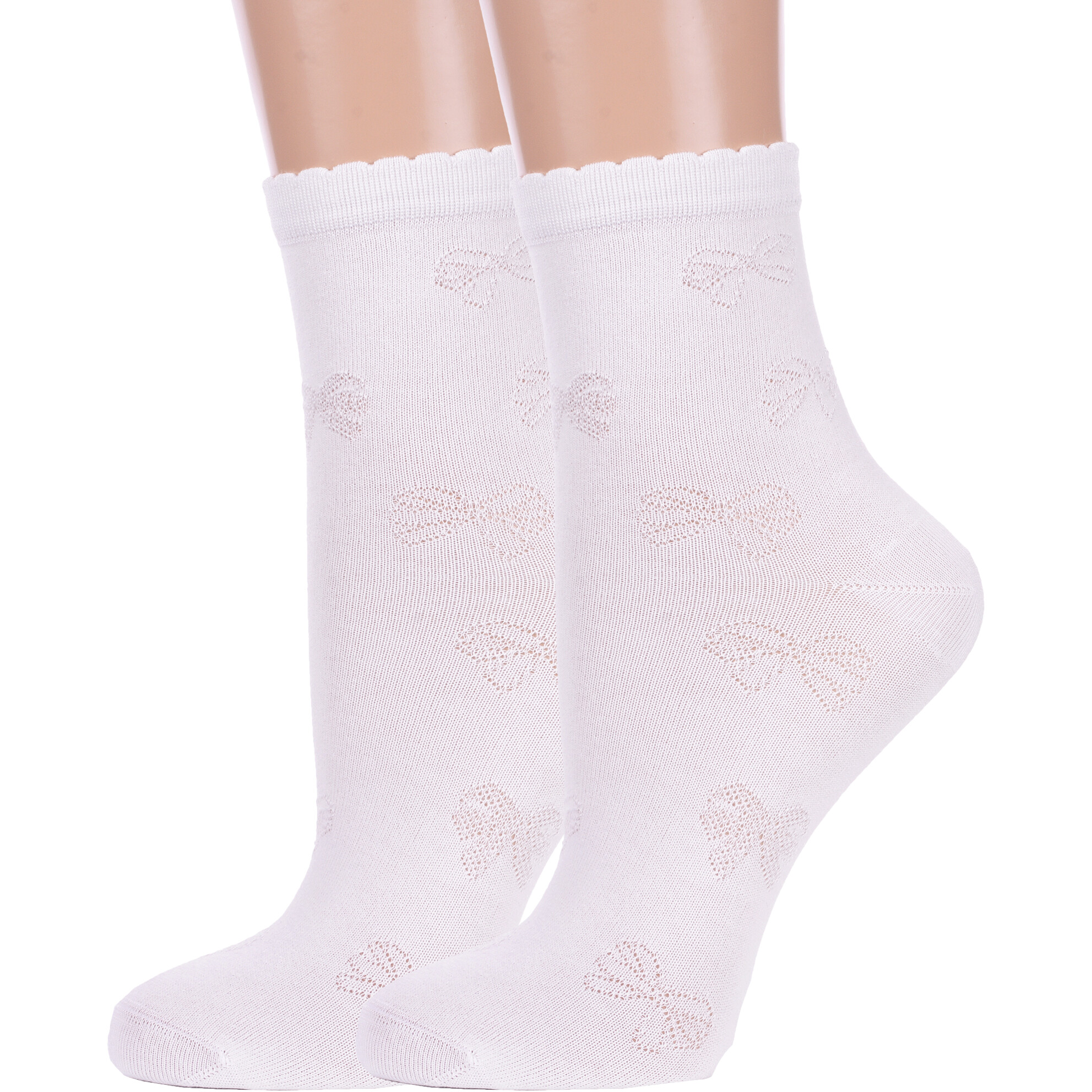 Комплект носков женских LorenzLine 2-Б9 белых 23, 2 пары