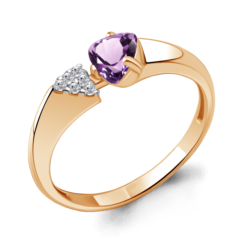 

Кольцо из серебра с аметистом\фианитом Aquamarine Aquamarine 6961504А_925_з р. 18,5, 6961504А_925_з