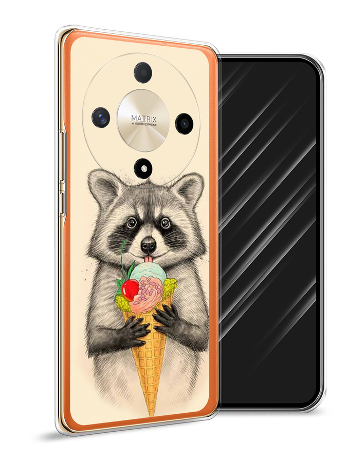 

Чехол Awog на Honor X9B "Енот с мороженым", Бежевый;серый, 6122550-1