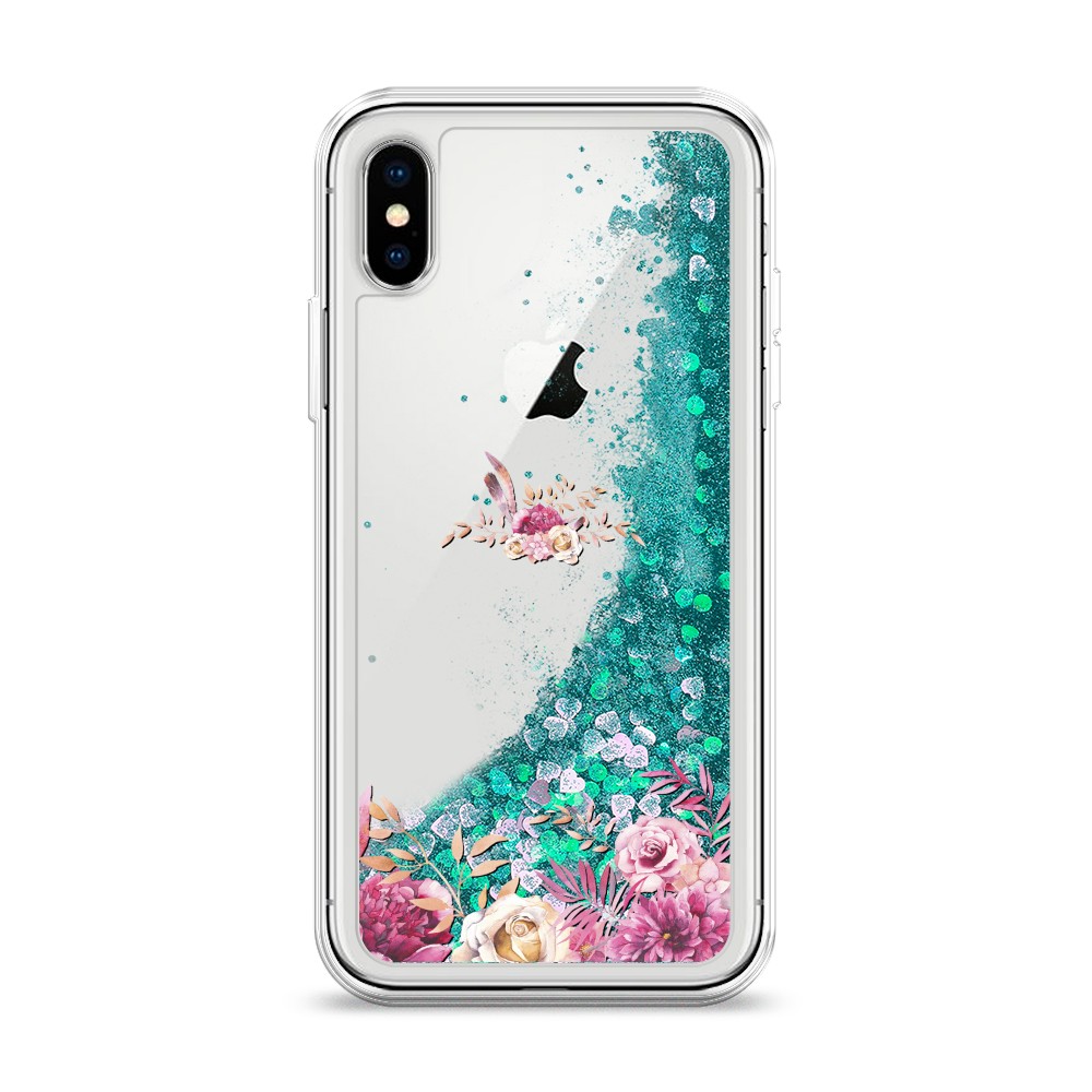 

Жидкий чехол с блестками "Нежные розовые цветы" на Apple iPhone X (10), 11095-1