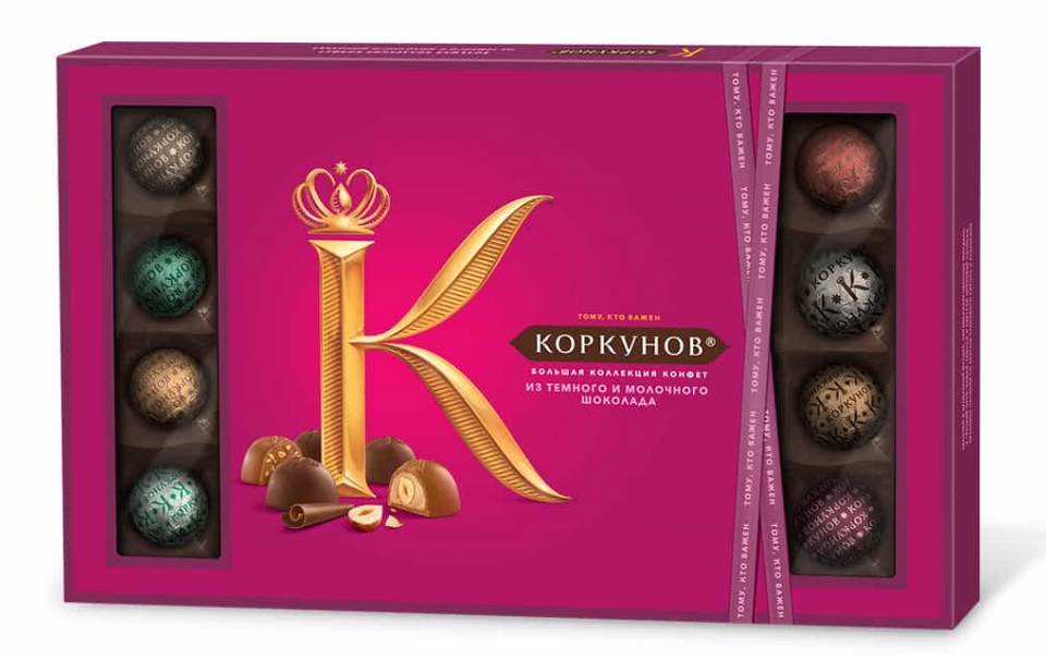 

Шоколадные конфеты А.Коркунов Ассорти темный и молочный шоколад 256 г