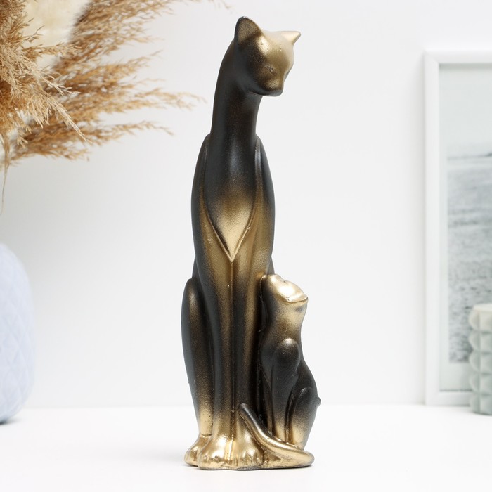 

Фигура "Кошка с котенком" черная в золоте, 21х7х7см
