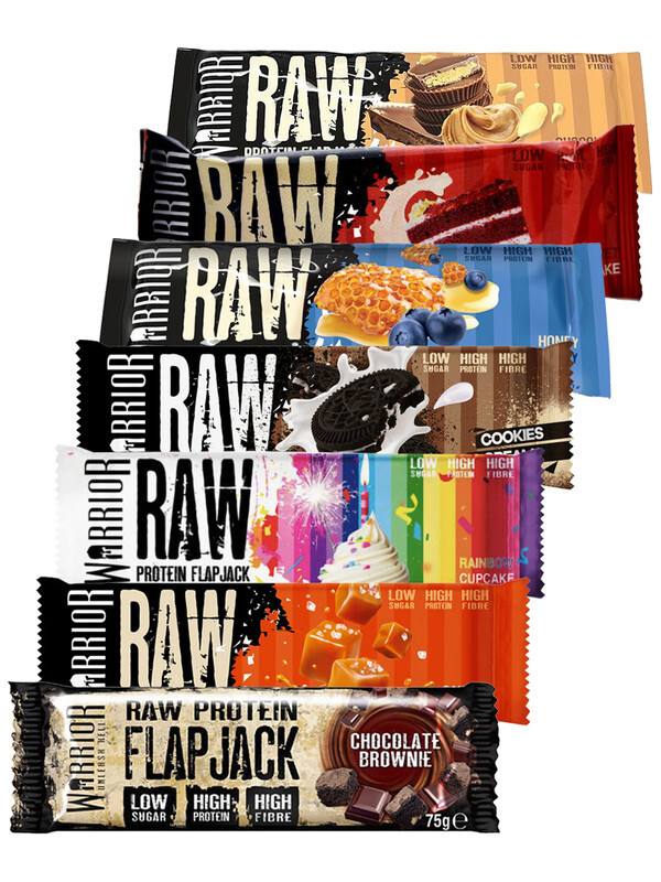 фото Warrior raw protein flapjack, ассорти 7х75г арахис, маффин,торт, ягоды, брауни, печенье, к