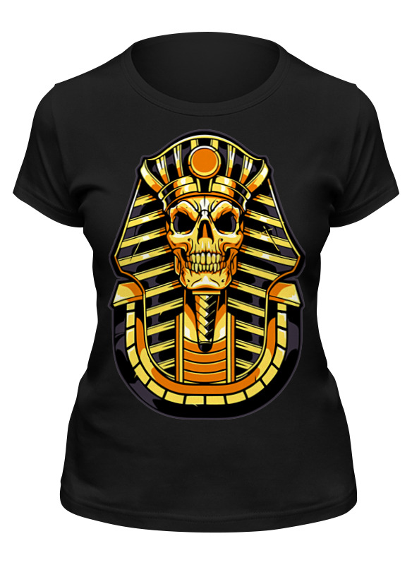 

Футболка женская Printio Skullpharoah черная M, Черный, Skullpharoah