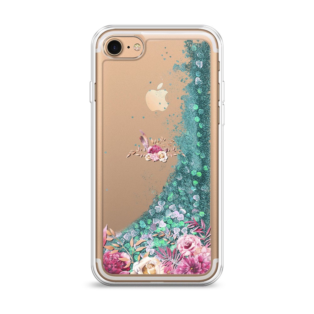 

Жидкий чехол с блестками "Нежные розовые цветы" на Apple iPhone 8, 10895-1