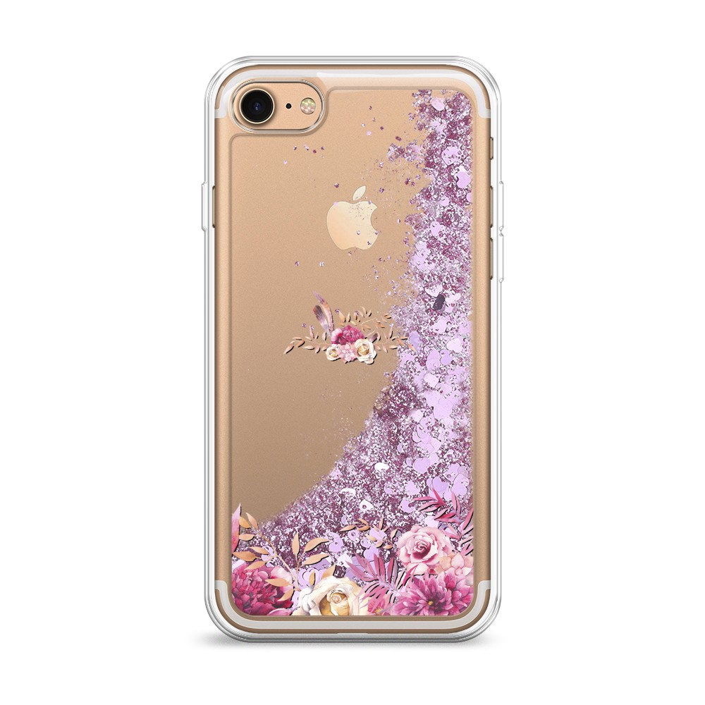 

Жидкий чехол с блестками "Нежные розовые цветы" на Apple iPhone 8, 10894-1