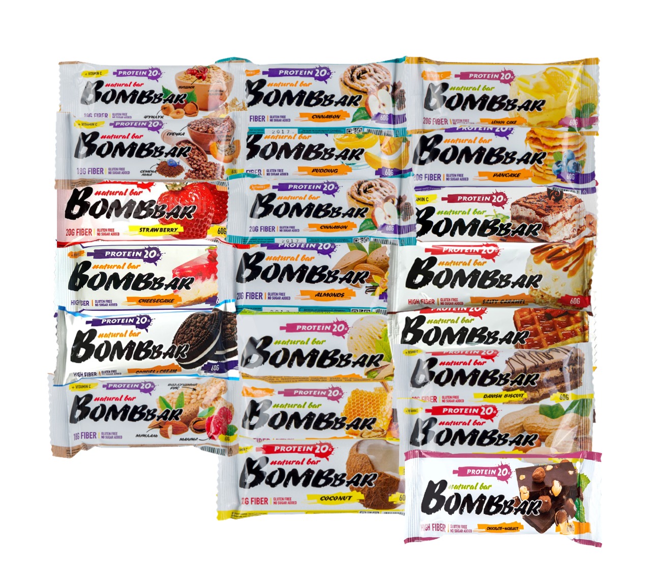 

Bombbar Ассорти протеиновых батончиков все вкусы, 19шт x 60г