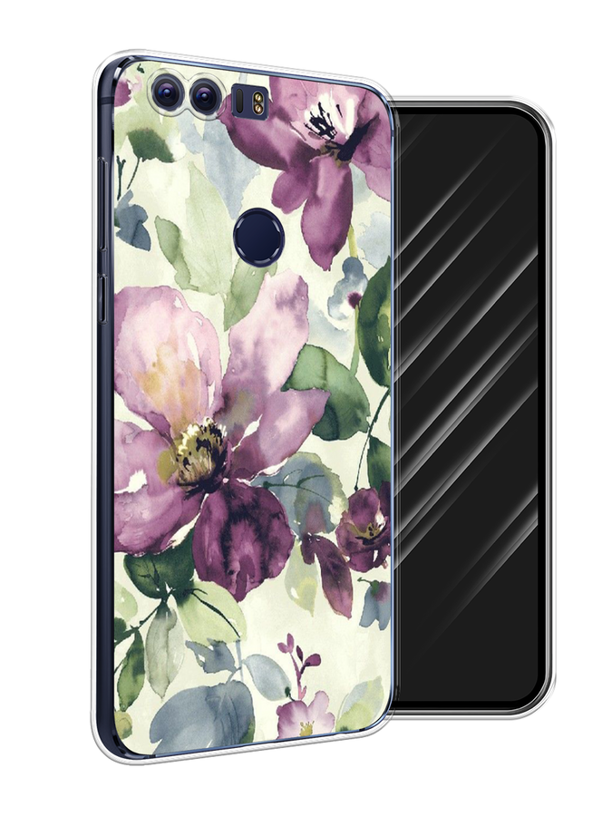 

Чехол Awog на Honor 8 "Сиреневые цветы-акварель", Разноцветный, 60950-10