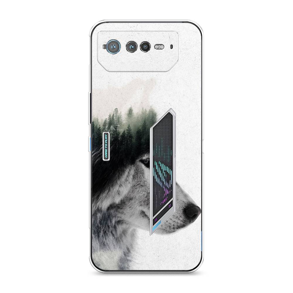 

Чехол для Asus ROG Phone 6 "Волк лес", Серый;белый, 44650-1