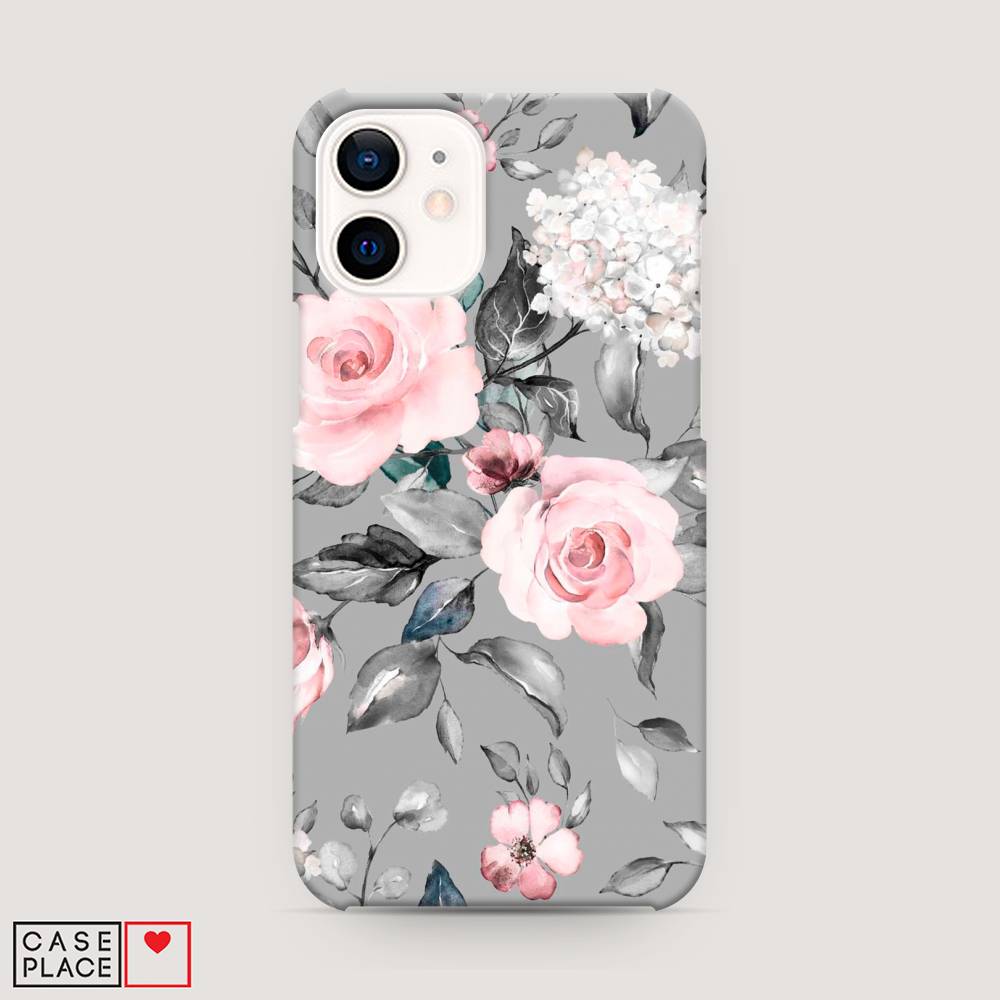 

Пластиковый чехол "Розы на сером" на Apple iPhone 12 mini, 12620-6