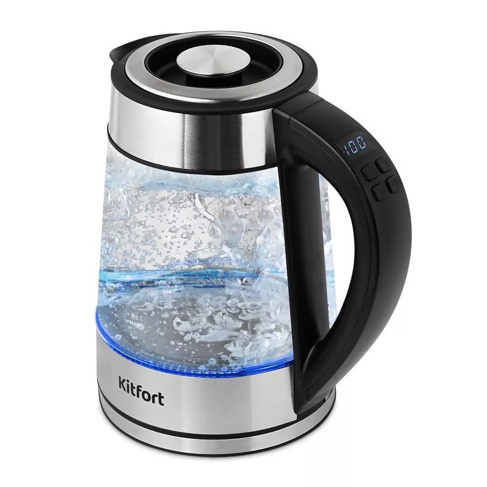 Чайник электрический Kitfort КТ-6177 1.7 л серебристый кофемолка kitfort кт 766 серебристый